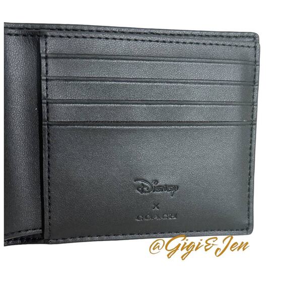 Disney X Coach Wallet With Holiday Print Black New - Picture 7 of 10